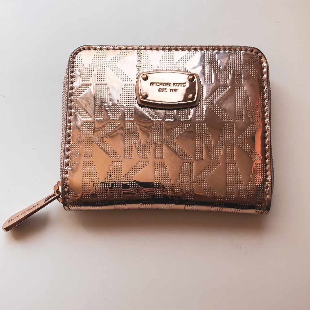 NWT Rose gold Michael Kors MK mini wallet
